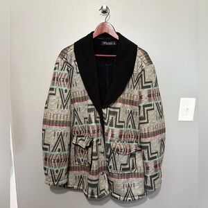 Lucky & Blessed Aztec Print Sherpa Jacket 3X Front Pockets LIKE NEW!!